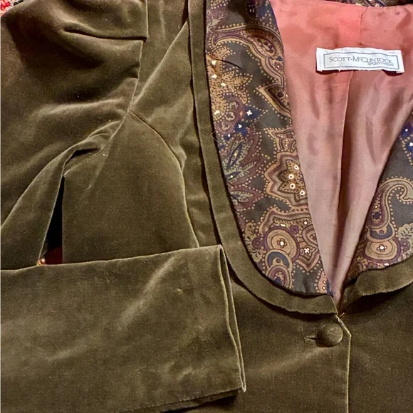 VTG Scott McClintock Velvet Victorian Revival Puff Sleeve Blazer Paisley Trim S - Picture 3 of 8